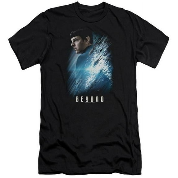 Trevco CBS1805-PSF-1 Star Trek Beyond & Spock Poster Premium Canvas Adult Cotton Slim Fit 30-1 T-Shirt, Black - Small