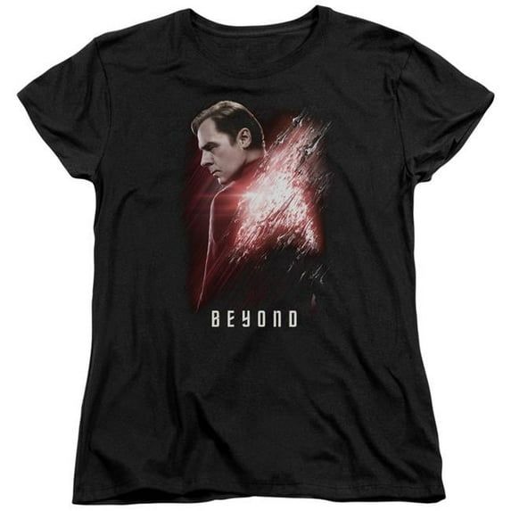 Trevco CBS1806-WT-5 Star Trek Beyond & Scotty Poster Short Sleeve Cotton Women T-Shirt, Black - 2X