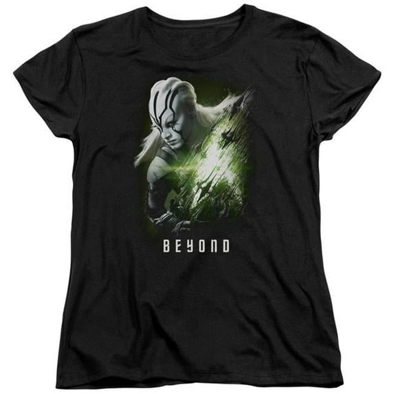 Trevco CBS1809-WT-5 Star Trek Beyond & Jaylah Poster Womens Short Sleeve T-Shirt, Black - 2X