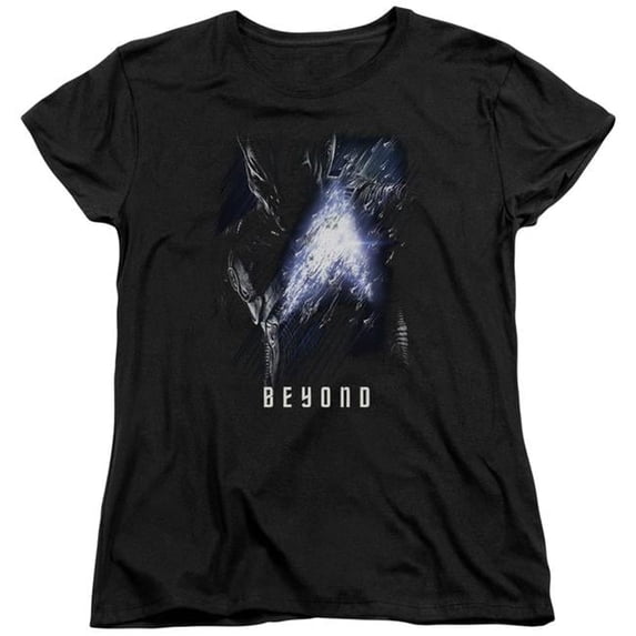 Trevco CBS1810-WT-3 Star Trek Beyond & Krall Poster Short Sleeve Cotton Women T-Shirt, Black - Large