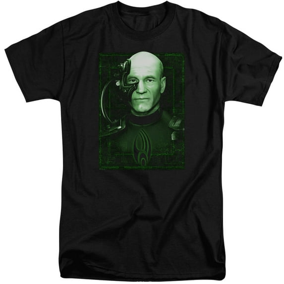 Trevco CBS1879-ATT-5 Star Trek & Locutus of Borg Short Sleeve Cotton Adult Tall Fit T-Shirt, Black - 2X