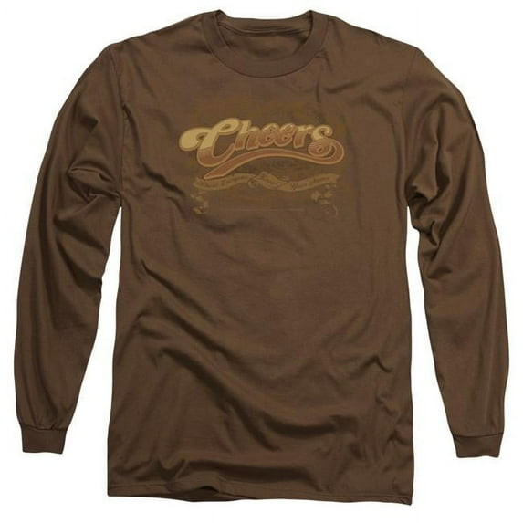 Trevco CBS188-AL-6 Cheers & Scrolled Logo Adult 18-1 Long Sleeve T-Shirt, Coffee - 3X