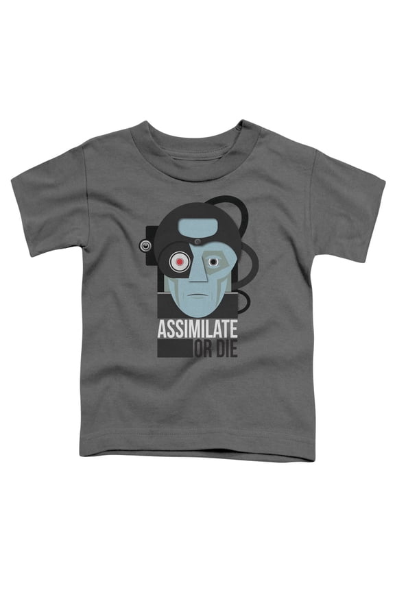 CBS1885-TT-3 Star Trek & Assismilate or Die Short Sleeve Cotton Toddler T-Shirt, Charcoal - Large - 4 Toddler