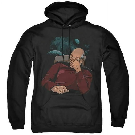 Trevco CBS1887-AFTH-8 Star Trek & Facepalm Adult Cotton & Polyster Pull-Over Hoodie, Black - 5X