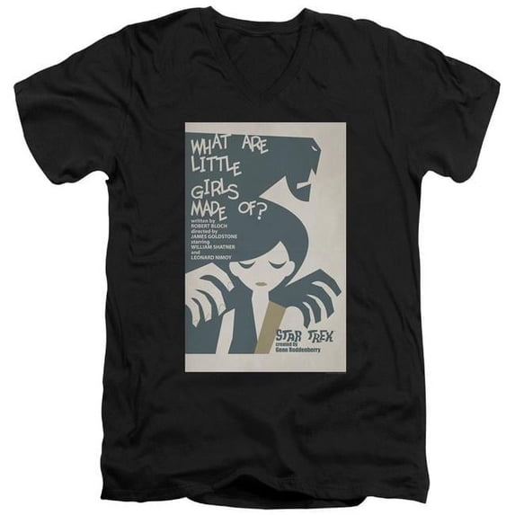 Trevco CBS1944B-AV-5 Star Trek & TOS Episode 7 Adult Slim Fit Cotton 30-1 V-Neck T-Shirt, Black - 2X