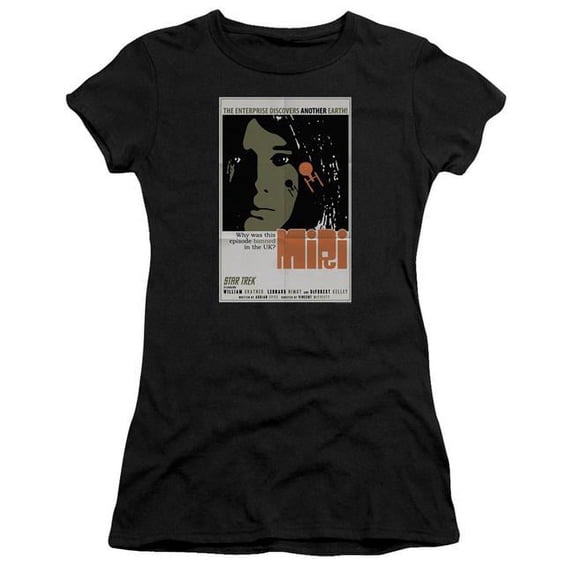 Trevco CBS1945B-JS-3 Star Trek & Tos Episode 8 Short Sleeve Junior Sheer Cotton T-Shirt, Black - Large