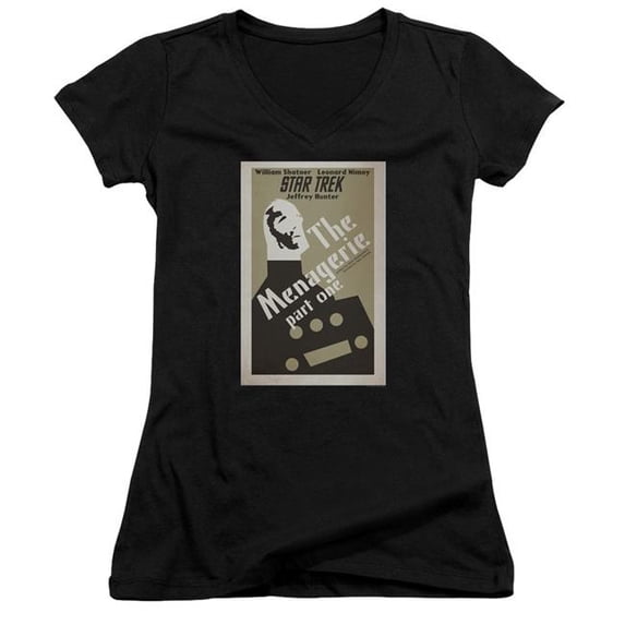 Trevco CBS1948B-JV-3 Star Trek & Tos Episode 11 Junior V-Neck Cotton T-Shirt, Black - Large