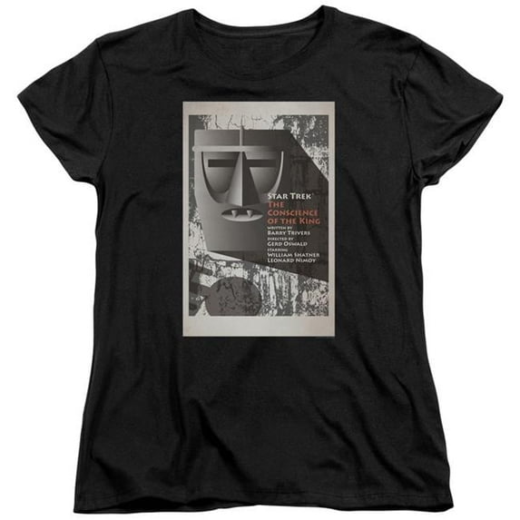 Trevco CBS1950B-WT-1 Star Trek & Tos Episode 13 Short Sleeve Cotton Women T-Shirt, Black - Small