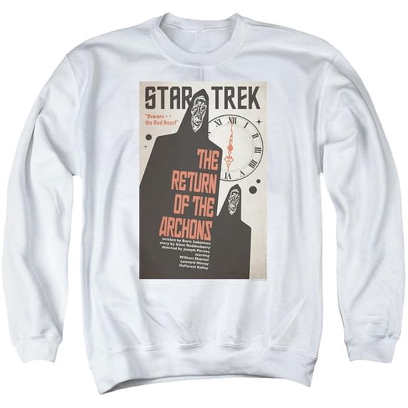 Trevco CBS1958-AS-4 Star Trek & Tos Episode 21 Adult Cotton & Polyster Crewneck Sweatshirt, White - Extra Large