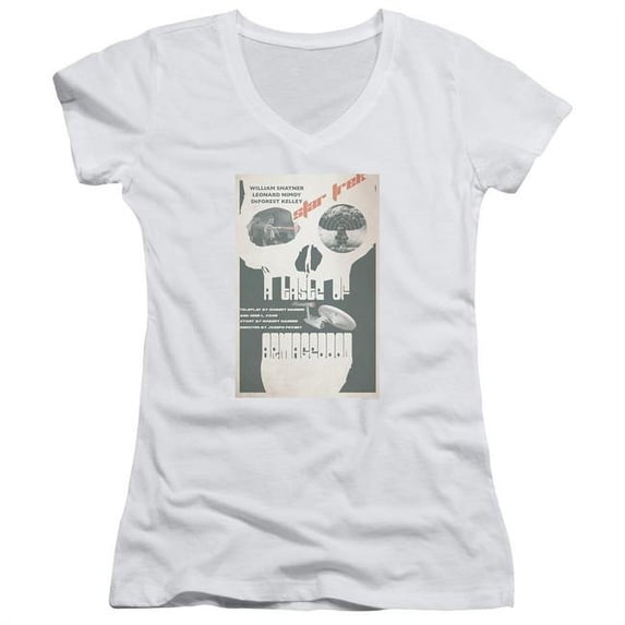 Trevco CBS1960-JV-2 Star Trek & Tos Episode 23 Junior V-Neck Cotton T-Shirt, White - Medium