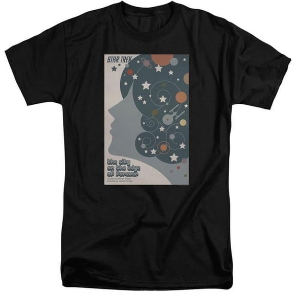 Trevco CBS1965B-ATT-6 Star Trek & Tos Episode 28 Short Sleeve Adult Cotton Tall 18-1 T-Shirt, Black - 3X