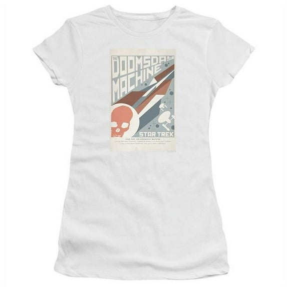 Trevco CBS1972-JS-1 Star Trek & Tos Episode 35 Short Sleeve Junior Sheer Cotton T-Shirt, White - Small