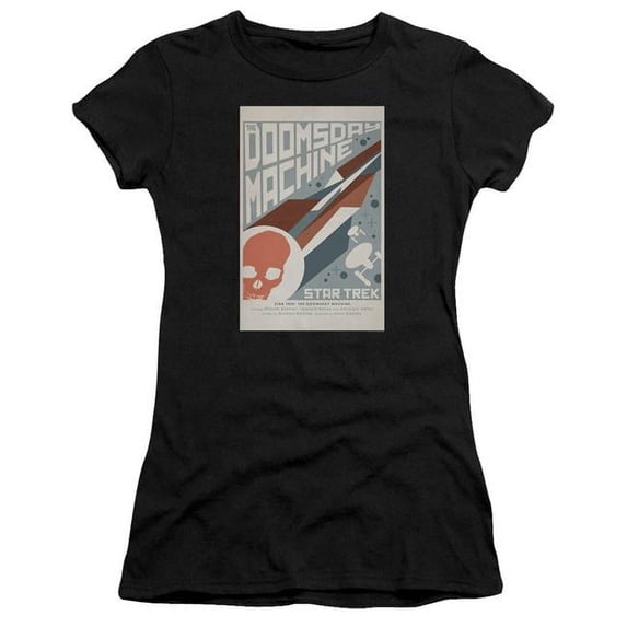 Trevco CBS1972B-JS-5 Star Trek & Tos Episode 35 Short Sleeve Junior Sheer Cotton T-Shirt, Black - 2X