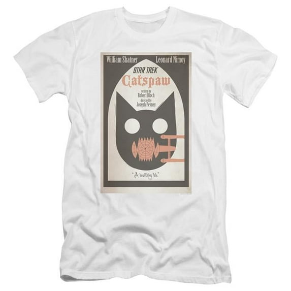 Trevco CBS1973-PSF-3 Star Trek & TOS Episode 36 Adult Premium Canvas Slim Fit 30-1 HBO Short Sleeve T-Shirt, White - Large