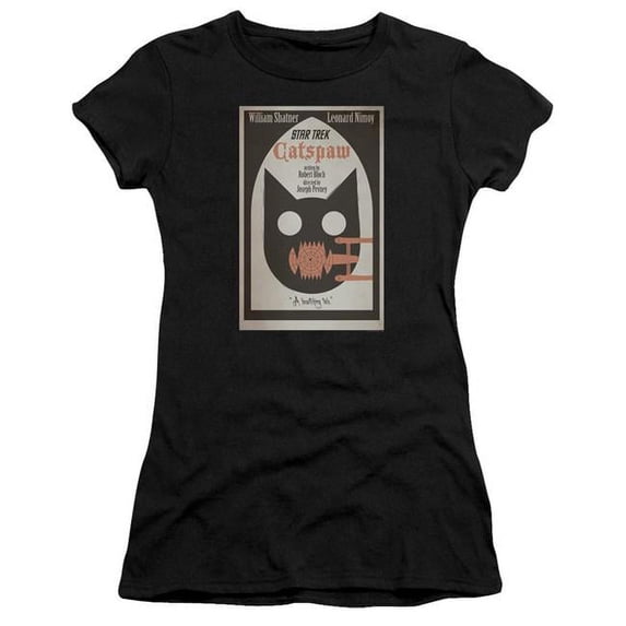 Trevco CBS1973B-JS-1 Star Trek & TOS Episode 36 Juniors Sheer Cap Short Sleeve T-Shirt, Black - Small
