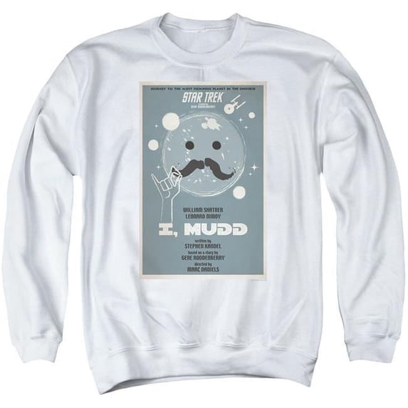 Trevco CBS1974-AS-6 Star Trek & Tos Episode 37 Adult Cotton & Polyster Crewneck Sweatshirt, White - 3X
