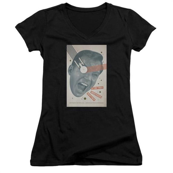 Trevco CBS1979B-JV-2 Star Trek & Tos Episode 42 Junior V-Neck Cotton T-Shirt, Black - Medium