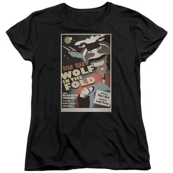 Trevco CBS1980B-WT-2 Star Trek & Tos Episode 43 Short Sleeve Cotton Women T-Shirt, Black - Medium