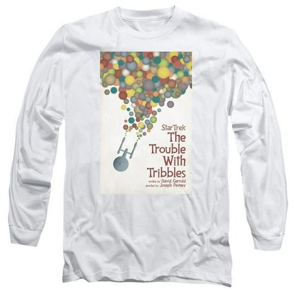 Trevco CBS1981-AL-1 Star Trek & Tos Episode 44 Long Sleeve Adult Cotton 18-1 T-Shirt, White - Small