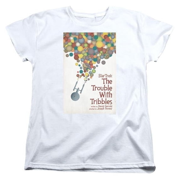 Trevco CBS1981-WT-3 Star Trek & Tos Episode 44 Short Sleeve Cotton Women T-Shirt, White - Large
