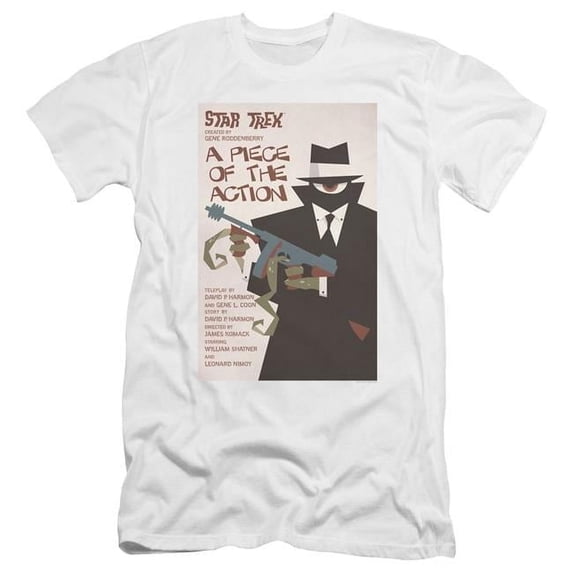 Trevco CBS1983-PSF-5 Star Trek & Tos Episode 46 Premium Canvas Adult Cotton Slim Fit 30-1 T-Shirt, White - 2X