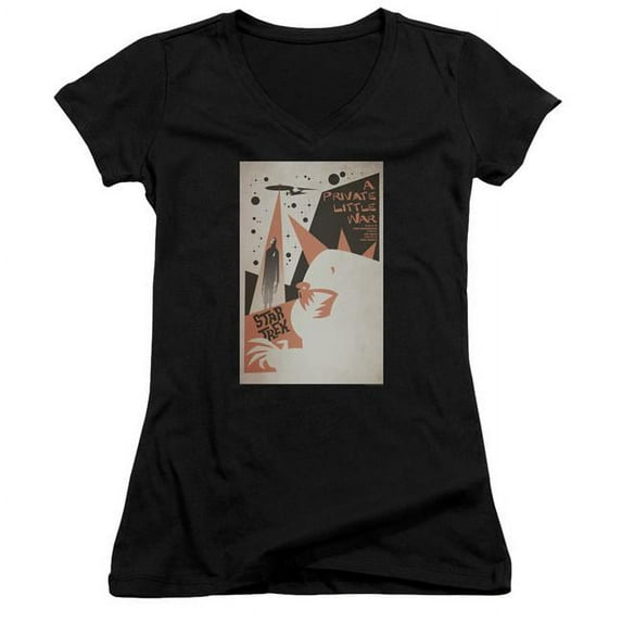 Trevco CBS1985B-JV-5 Star Trek & Tos Episode 48 Junior V-Neck Cotton T-Shirt, Black - 2X