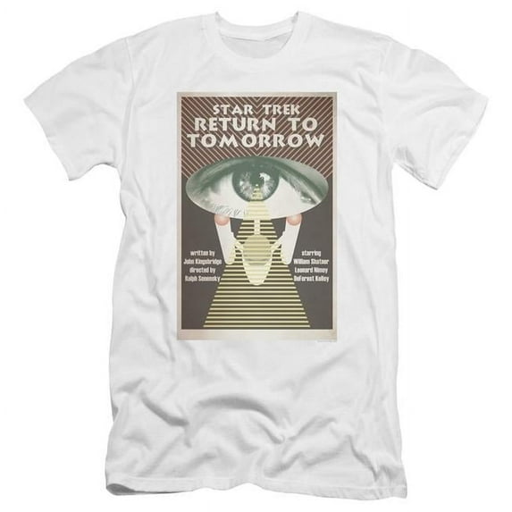 Trevco CBS1986-PSF-1 Star Trek & Tos Episode 49 Premium Canvas Adult Cotton Slim Fit 30-1 T-Shirt, White - Small
