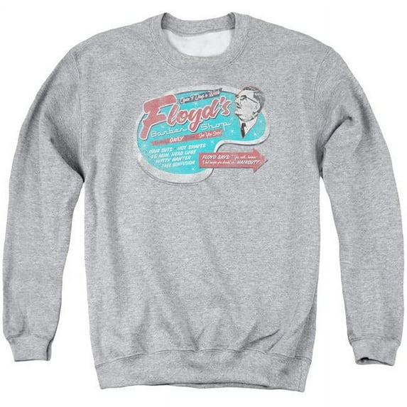 Trevco CBS199-AS-1 Mayberry & Floyds Barber Shop Adult Crewneck Sweatshirt, Athletic Heather - Small