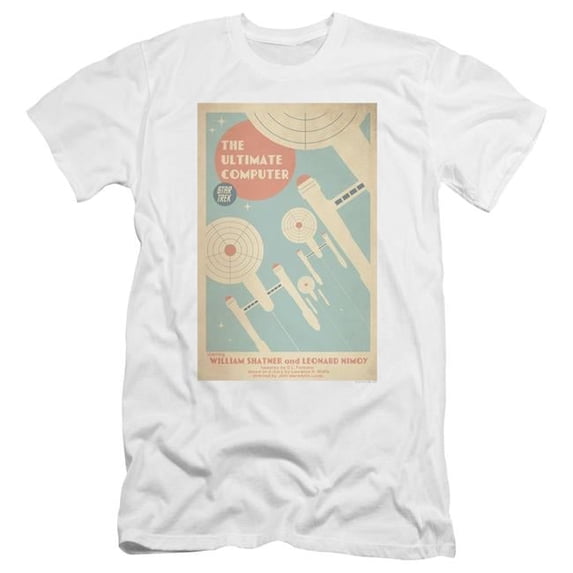 Trevco CBS1990-PSF-1 Star Trek & Tos Episode 53 Premium Canvas Adult Cotton Slim Fit 30-1 T-Shirt, White - Small