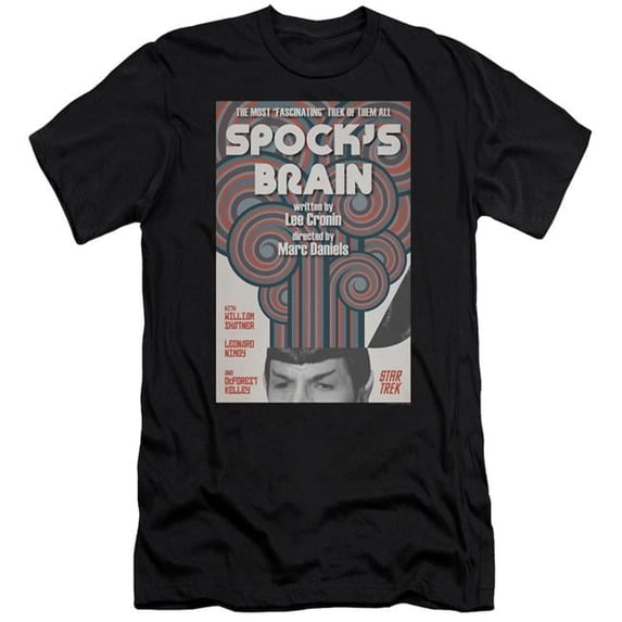 Trevco CBS1993B-PSF-3 Star Trek & Tos Episode 56 Premium Canvas Adult Cotton Slim Fit 30-1 T-Shirt, Black - Large