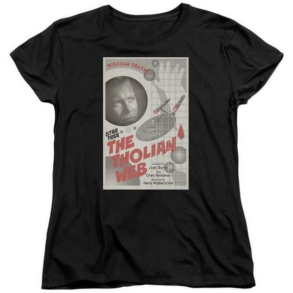 Trevco CBS2001B-WT-1 Star Trek & Tos Episode 64 Short Sleeve Cotton Women T-Shirt, Black - Small