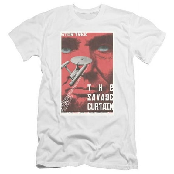 Trevco CBS2014-PSF-2 Star Trek & Tos Episode 77 Premium Canvas Adult Cotton Slim Fit 30-1 T-Shirt, White - Medium