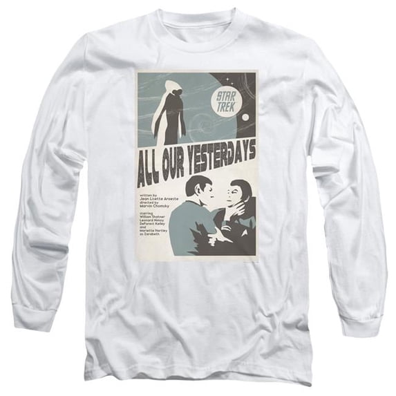 Trevco CBS2015-AL-2 Star Trek & Tos Episode 78 Long Sleeve Adult Cotton 18-1 T-Shirt, White - Medium
