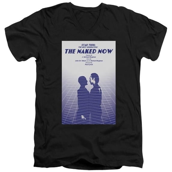 Trevco CBS2019B-AV-1 Star Trek & Tng Season 1 Episode 3 Short Sleeve Adult Cotton V-Neck 30-1 T-Shirt, Black - Small