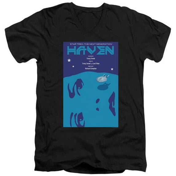 Trevco CBS2027B-AV-4 Star Trek & TNG Season 1 Episode 11 Adult Slim Fit Cotton 30-1 V-Neck T-Shirt, Black - Extra Large
