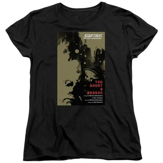 Trevco CBS2032B-WT-3 Star Trek & Tng Season 1 Episode 16 Short Sleeve Cotton Women T-Shirt, Black - Large