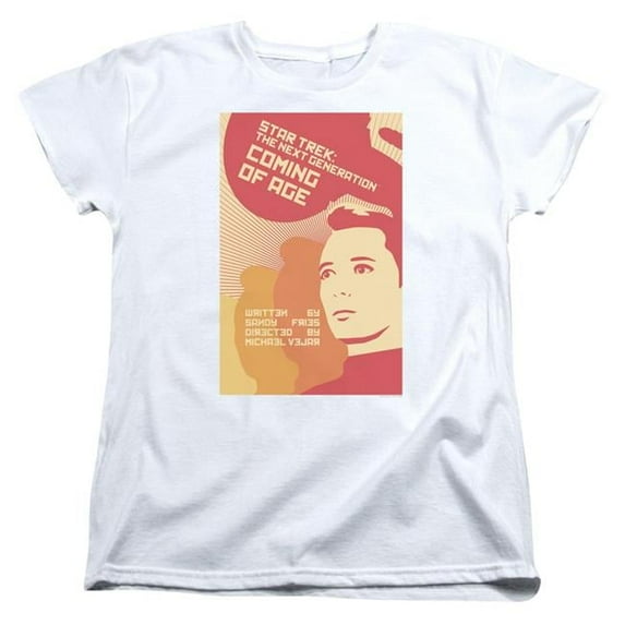 Trevco CBS2035-WT-3 Star Trek & Tng Season 1 Episode 19 Short Sleeve Cotton Women T-Shirt, White - Large
