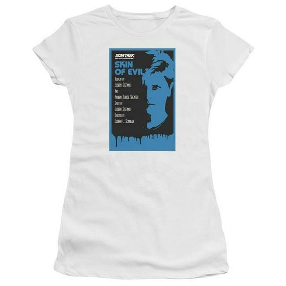 Trevco CBS2039-JS-3 Star Trek & Tng Season 1 Episode 23 Short Sleeve Junior Sheer Cotton T-Shirt, White - Large