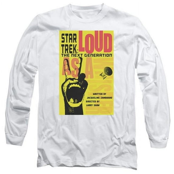 Trevco CBS2047-AL-6 Star Trek & Tng Season 2 Episode 5 Long Sleeve Adult Cotton 18-1 T-Shirt, White - 3X