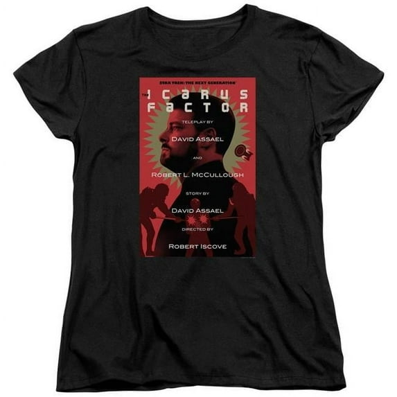 Trevco CBS2056B-WT-3 Star Trek & TNG Season 2 Episode 14 Womens Short Sleeve T-Shirt, Black - Large