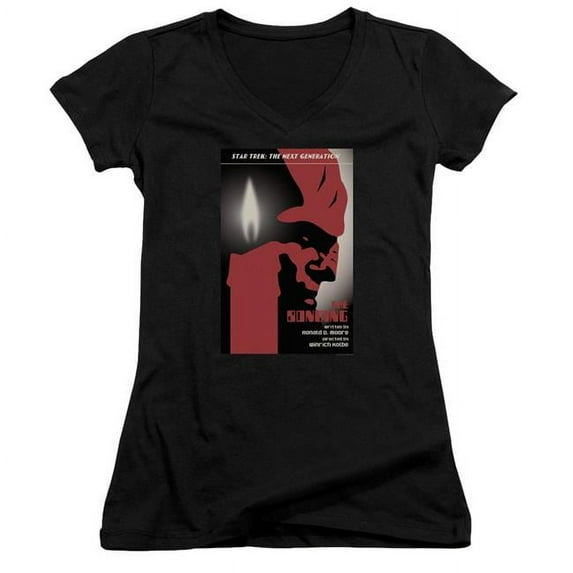 Trevco CBS2069B-JV-4 Star Trek & TNG Season 3 Episode 5 Juniors V-Neck Sheer Jersery with Cap Sleeve, Black - Extra Large