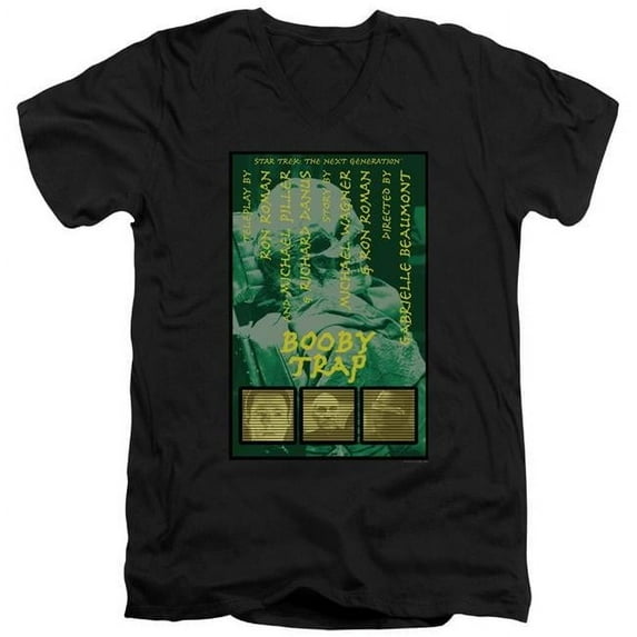 Trevco CBS2070B-AV-3 Star Trek & Tng Season 3 Episode 6 Short Sleeve Adult Cotton V-Neck 30-1 T-Shirt, Black - Large