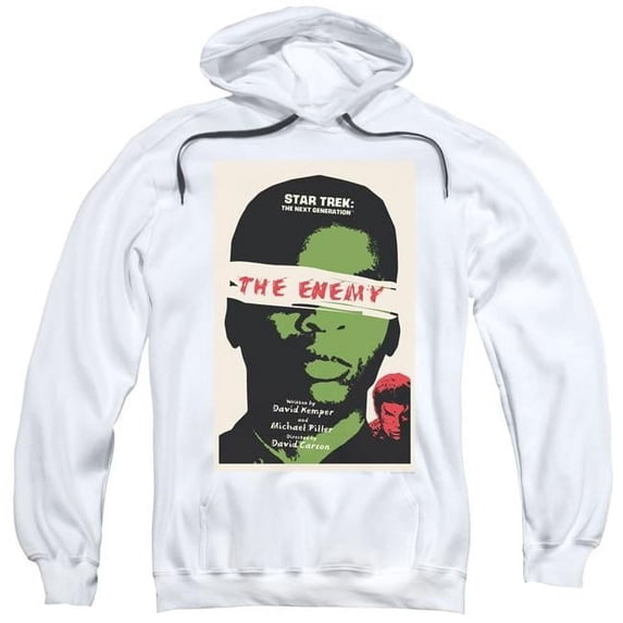 Trevco CBS2071-AFTH-2 Star Trek & Tng Season 3 Episode 7 Adult Cotton & Polyster Pull-Over Hoodie, White - Medium