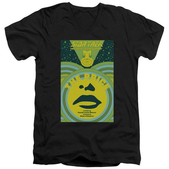 Trevco CBS2072B-AV-4 Star Trek & TNG Season 3 Episode 8 Adult Slim Fit Cotton 30-1 V-Neck T-Shirt, Black - Extra Large