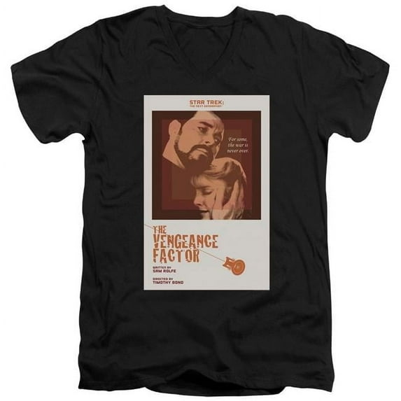 Trevco CBS2073B-AV-1 Star Trek & Tng Season 3 Episode 9 Short Sleeve Adult Cotton V-Neck 30-1 T-Shirt, Black - Small