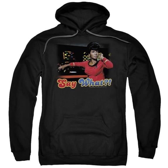 Trevco CBS208-AFTH-8 Star Trek & Say What Adult Cotton & Polyster Pull-Over Hoodie, Black - 5X