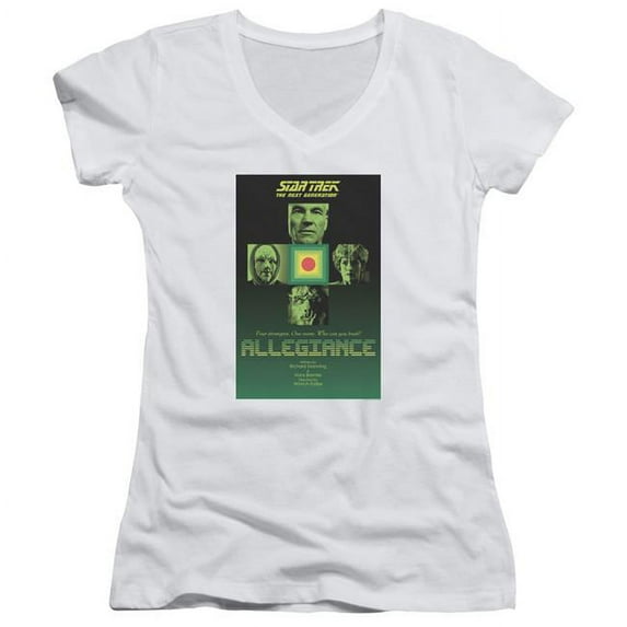 Trevco CBS2082-JV-1 Star Trek & Tng Season 3 Episode 18 Junior V-Neck Cotton T-Shirt, White - Small