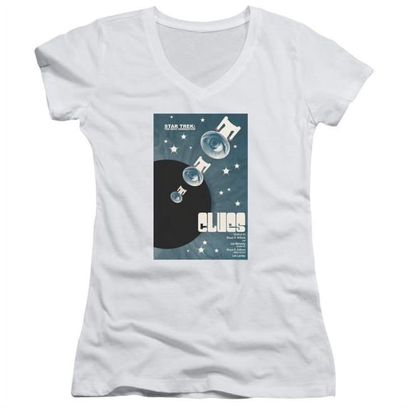 Trevco CBS2104-JV-4 Star Trek & Tng Season 4 Episode 14 Junior V-Neck Cotton T-Shirt, White - Extra Large
