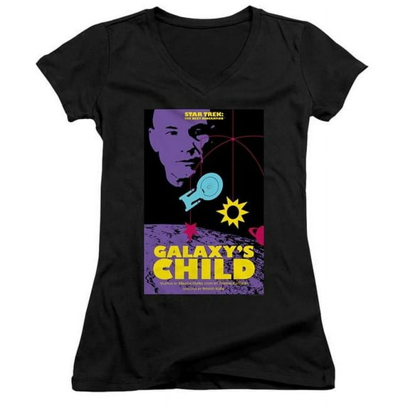 Trevco CBS2106B-JV-1 Star Trek & Tng Season 4 Episode 16 Junior V-Neck Cotton T-Shirt, Black - Small