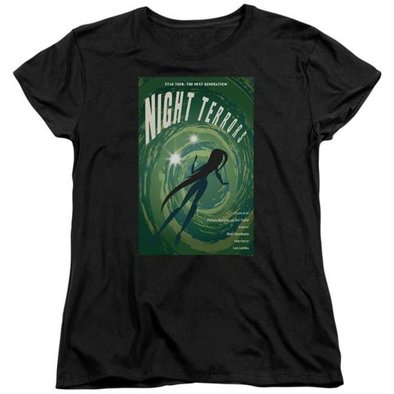 Trevco CBS2107B-WT-2 Star Trek & TNG Season 4 Episode 17 Womens Short Sleeve T-Shirt, Black - Medium